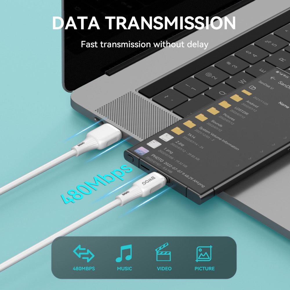 BWOO 3A Silikon-Kabel X329C USB - USB-C 1m weiß – Bild 4