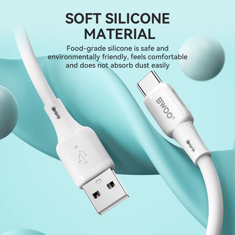 BWOO 3A Silikon-Kabel X329C USB - USB-C 1m weiß – Bild 5
