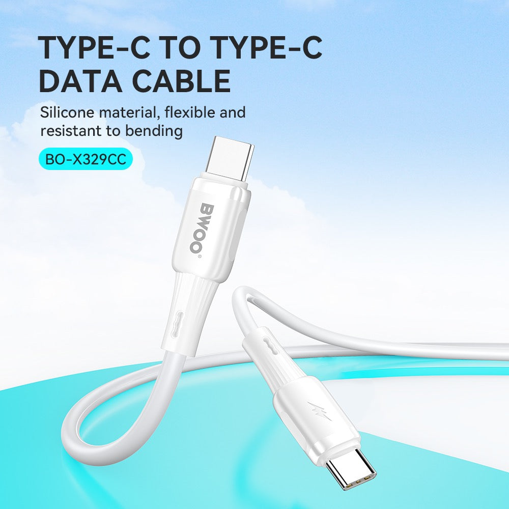 BWOO Silikon-Kabel X329CC 65W USB-C auf USB-C 1m weiß – Bild 2