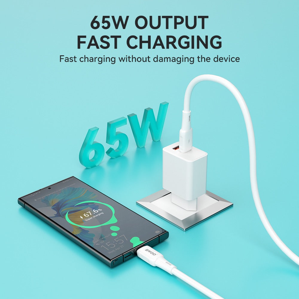 BWOO Silikon-Kabel X329CC 65W USB-C auf USB-C 1m weiß – Bild 3