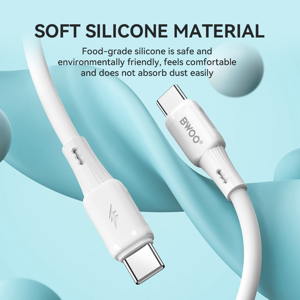 BWOO Silikon-Kabel X329CC 65W USB-C auf USB-C 1m weiß – Bild 5