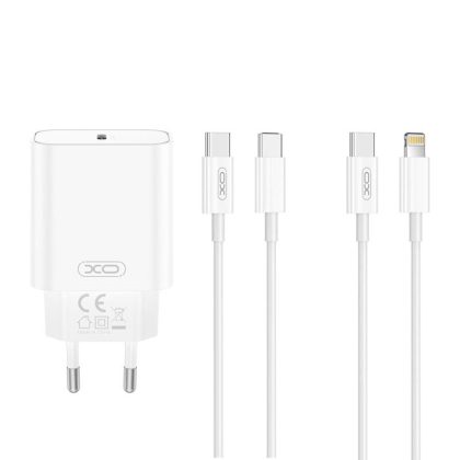 XO Ladeadapter CE32 PD 20W 1x USB-C weiß + USB-C - Lightning Kabel
